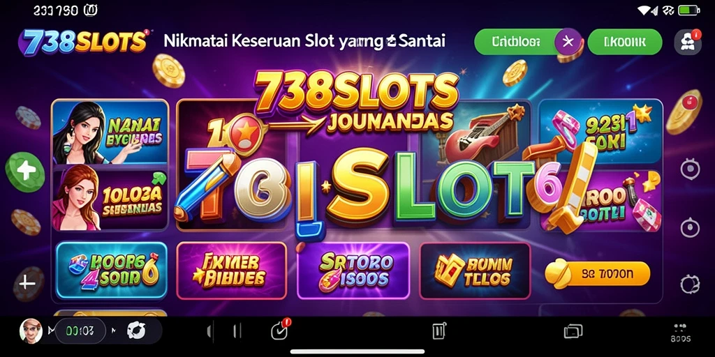 Tampilan gameplay 738SLOTS yang menghibur dan penuh warna.