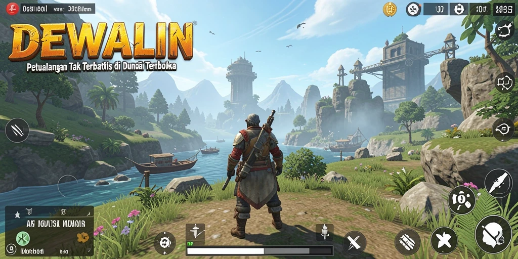 Tampilan gameplay DEWALIN yang menakjubkan dalam dunia terbuka.