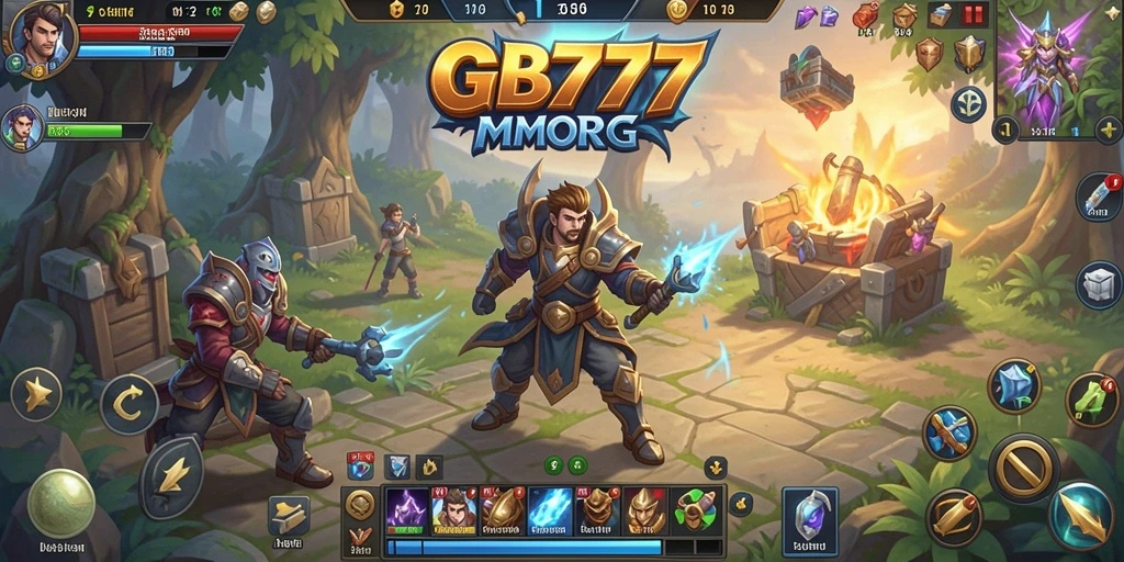 Tampilan gameplay mendebarkan di dunia fantasi MMORPG.