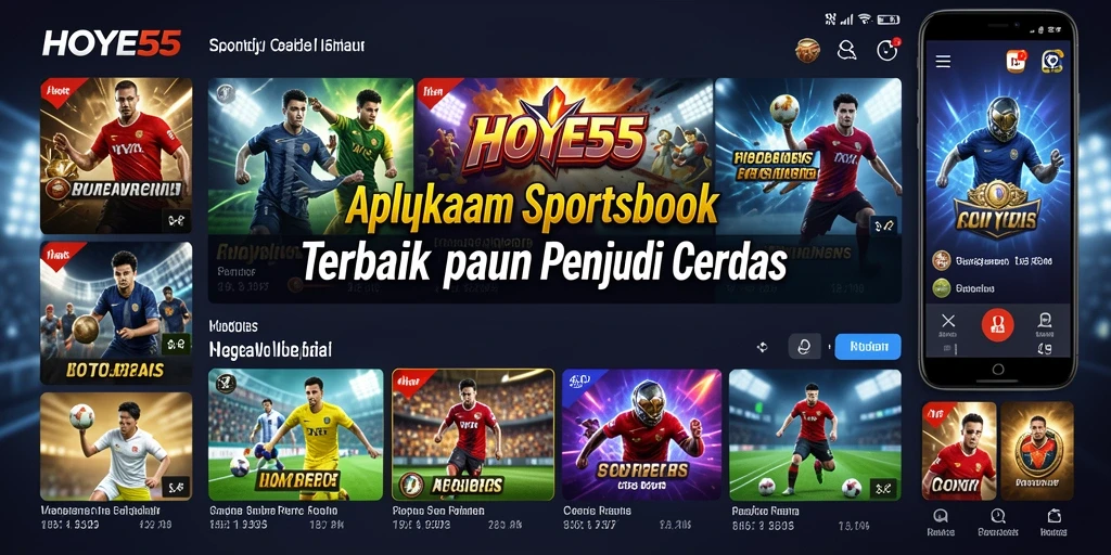Tampilan antarmuka aplikasi HOYE55 saat bermain taruhan olahraga.