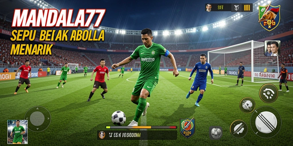 Tangkapan layar MANDALA77 dengan gameplay sepak bola yang mendebarkan.