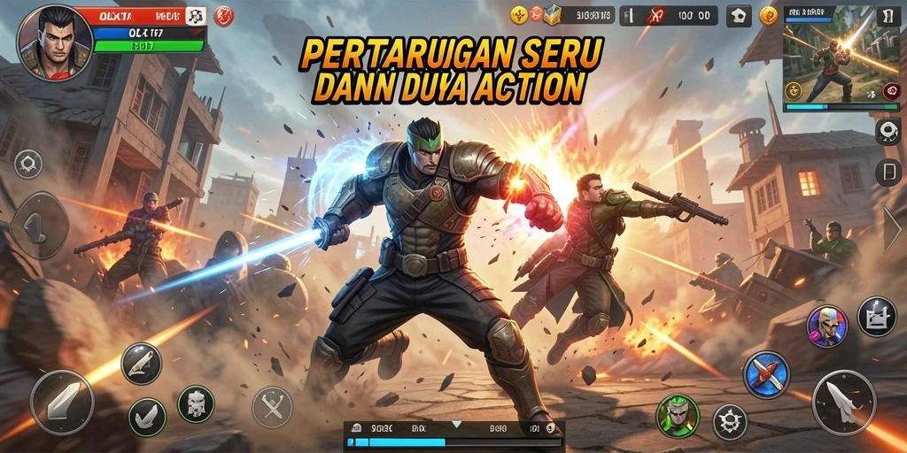 Tangkapan layar gameplay OLX17 dengan pertarungan seru dan aksi mendebarkan.