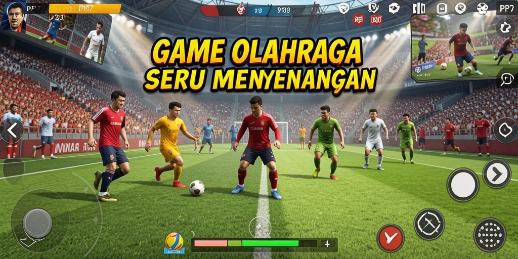 Tampilan gameplay PP7 dengan karakter olahraga yang seru.