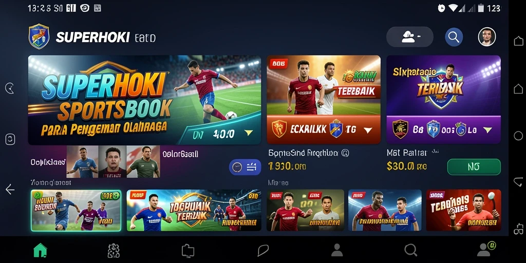 Tampilan menarik dari aplikasi sportsbook SUPERHOKI dengan berbagai pilihan taruhan.
