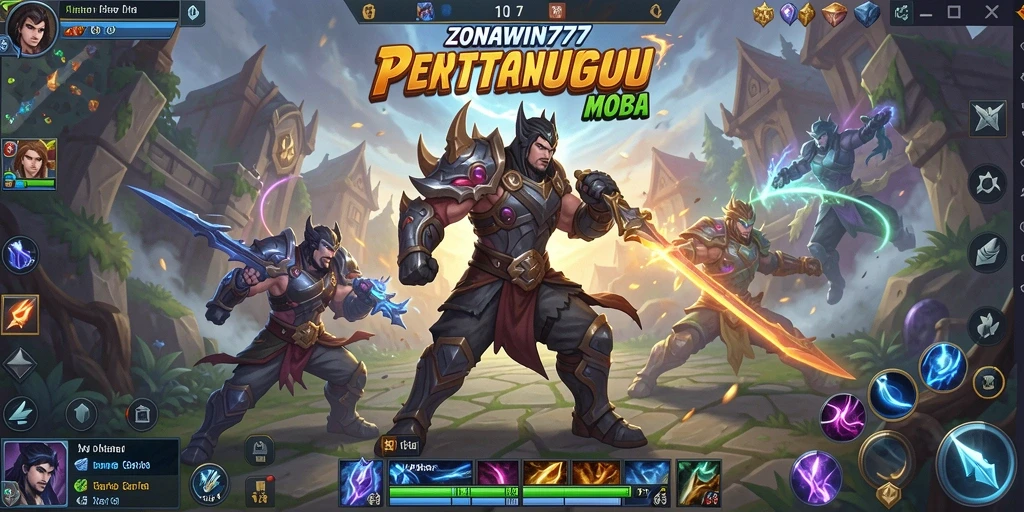Screenshot menampilkan aksi mendebarkan dalam permainan MOBA.